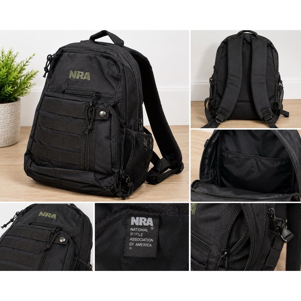 NRA Tactical Backpack Black MOLLE Daypack Sling Bag EDC Hiking Travel Bag